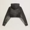 Graues, kurz geschnittenes Sweatshirt mit Used-Look Graues, kurz geschnittenes Sweatshirt mit Used-Look