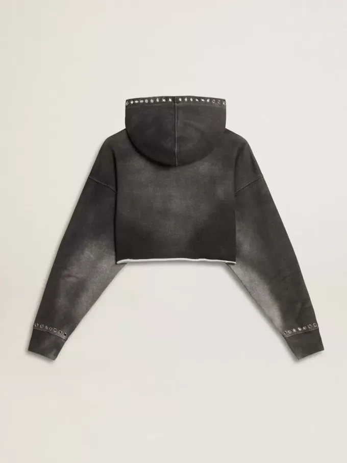 Graues, kurz geschnittenes Sweatshirt mit Used-Look Graues, kurz geschnittenes Sweatshirt mit Used-Look