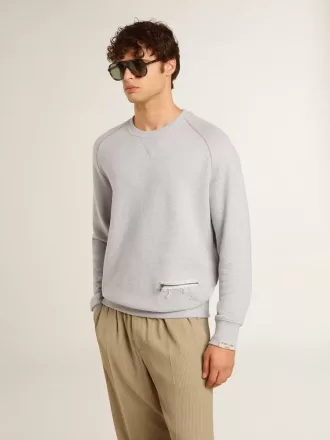 Graues Rundhals-Sweatshirt für Herren mit Kontrastnähten