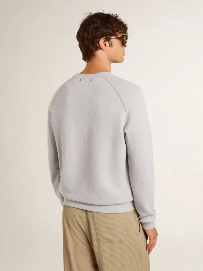 Graues Rundhals-Sweatshirt für Herren mit Kontrastnähten