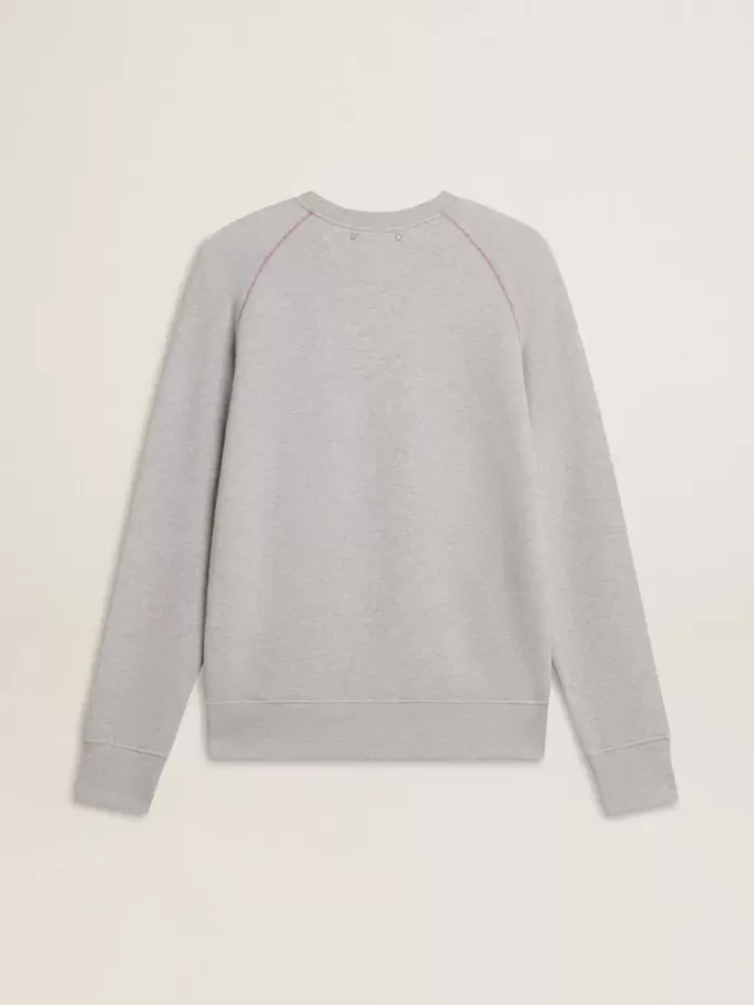 Graues Rundhals-Sweatshirt für Herren mit Kontrastnähten