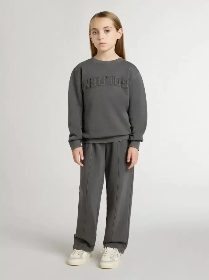 Graues Sweatshirt für Kinder mit geprägtem Logo Graues Sweatshirt für Kinder mit geprägtem Logo