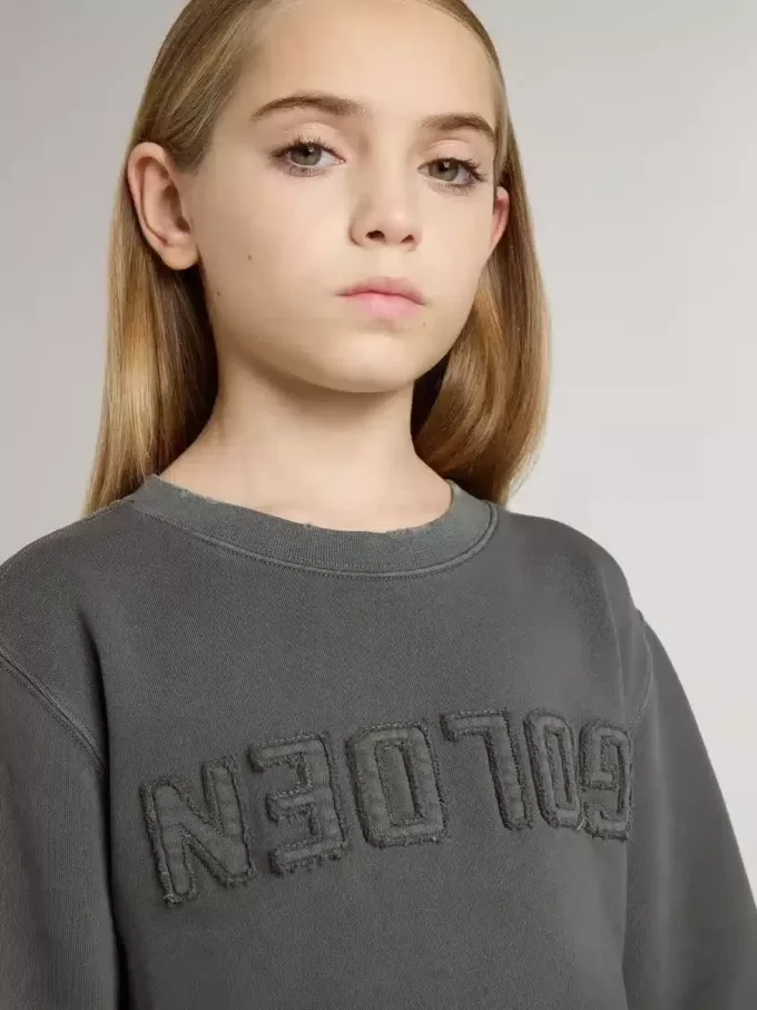 Graues Sweatshirt für Kinder mit geprägtem Logo Graues Sweatshirt für Kinder mit geprägtem Logo