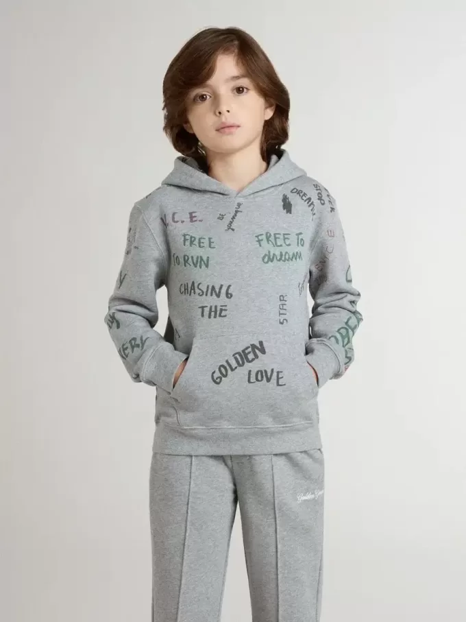 Graues Sweatshirt für Kinder mit mehrfarbigem Aufdruck