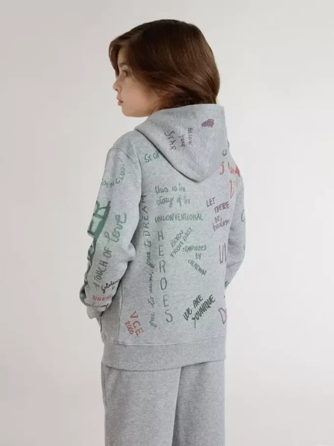 Graues Sweatshirt für Kinder mit mehrfarbigem Aufdruck