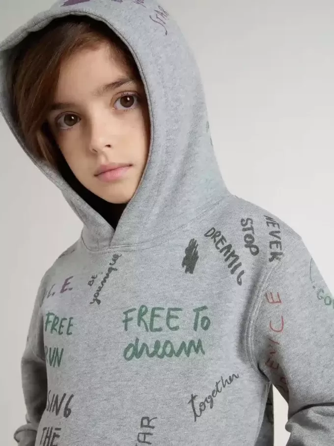 Graues Sweatshirt für Kinder mit mehrfarbigem Aufdruck