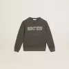Graues Sweatshirt im Used-Look mit Kristallbeschriftung Graues Sweatshirt im Used-Look mit Kristallbeschriftung
