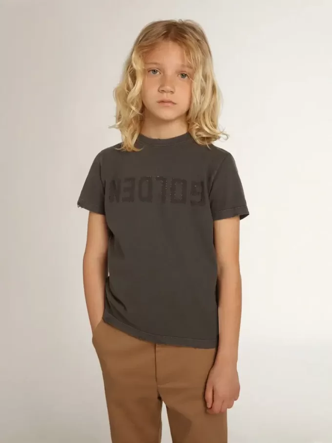 Graues T-Shirt für Jungen mit Used-Look