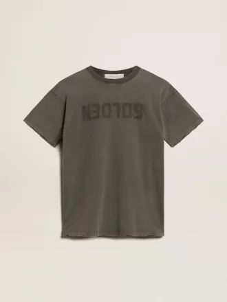 Graues T-Shirt-Kleid für Damen mit Distressed-Effekt