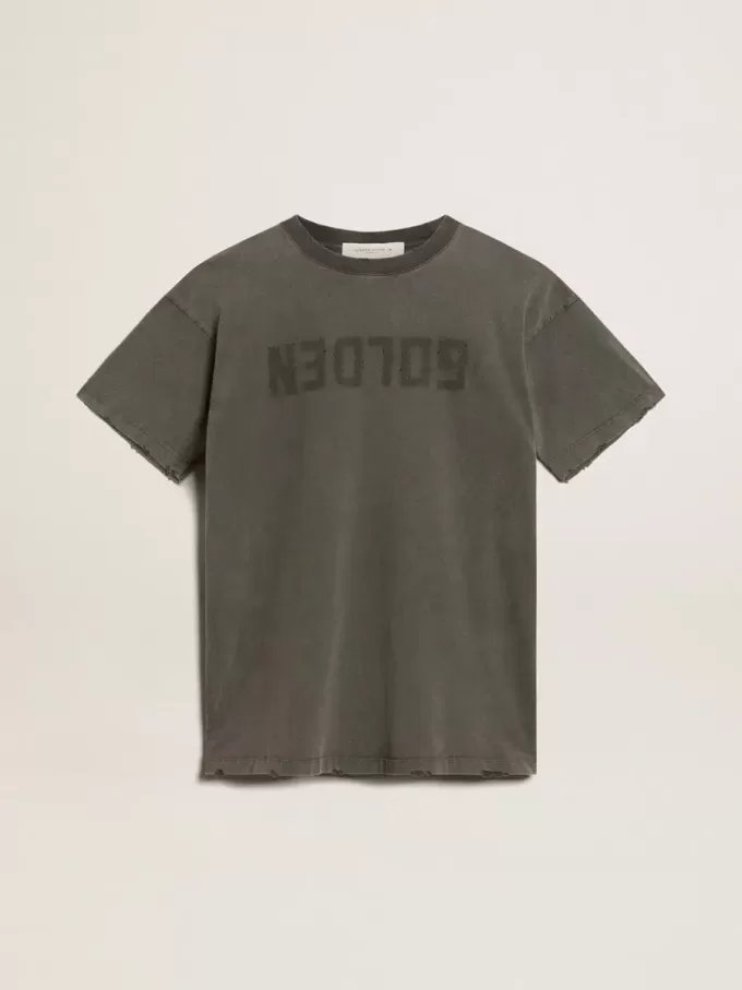 Graues T-Shirt-Kleid für Damen mit Distressed-Effekt