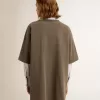 Graues T-Shirt-Kleid für Damen mit Distressed-Effekt