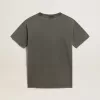 Graues T-Shirt-Kleid für Damen mit Distressed-Effekt