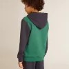 Grün-blaues Sweatshirt für Jungen mit Kapuze und Aufdruck