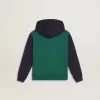 Grün-blaues Sweatshirt für Jungen mit Kapuze und Aufdruck