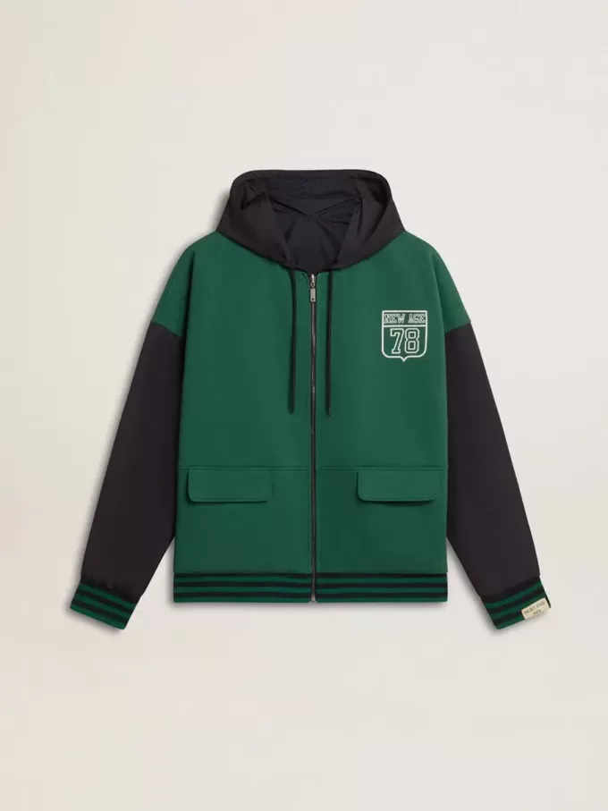 Grün-blaues Wende-Kapuzensweatshirt für Herren
