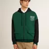 Grün-blaues Wende-Kapuzensweatshirt für Herren