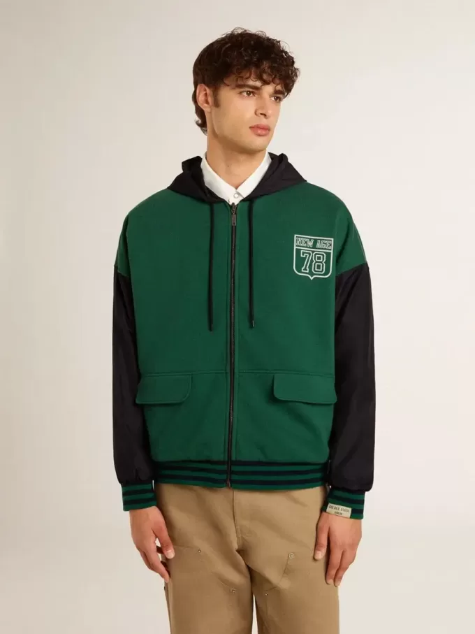 Grün-blaues Wende-Kapuzensweatshirt für Herren