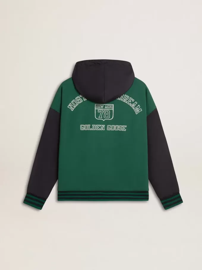 Grün-blaues Wende-Kapuzensweatshirt für Herren