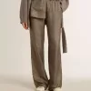 Grüne Damenhose aus Viskose-Seidenmischung mit Blumenmuster
