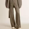 Grüne Damenhose aus Viskose-Seidenmischung mit Blumenmuster