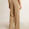 Hellbeige Jogginghose für Damen mit weißem Logo