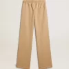 Hellbeige Jogginghose für Damen mit weißem Logo