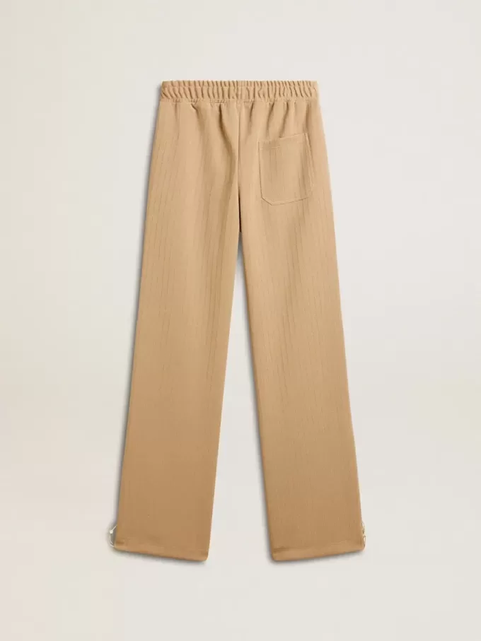 Hellbeige Jogginghose für Damen mit weißem Logo