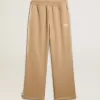 Hellbeige Jogginghose für Herren mit weißem Logo