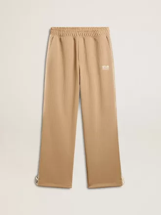 Hellbeige Jogginghose für Herren mit weißem Logo