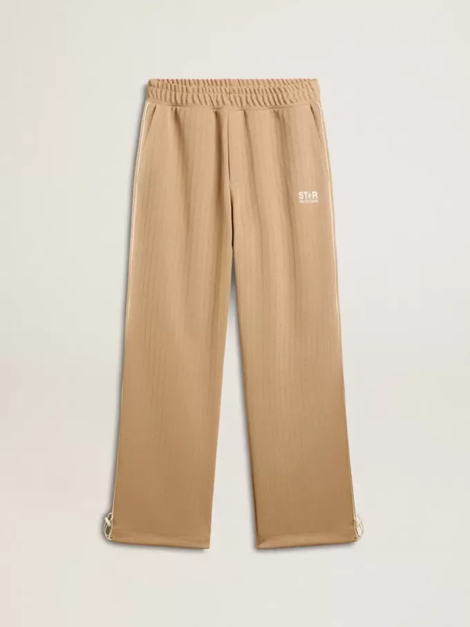 Hellbeige Jogginghose für Herren mit weißem Logo