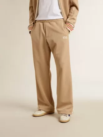 Hellbeige Jogginghose für Herren mit weißem Logo