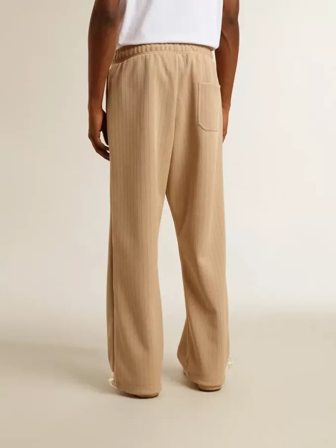 Hellbeige Jogginghose für Herren mit weißem Logo