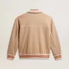 Hellbeiges Herren-Sweatshirt mit Reißverschluss und weißem Logo