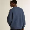 Hellblauer Jacquard-Wollpullover für Herren mit cremefarbenem Muster