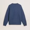 Hellblauer Jacquard-Wollpullover für Herren mit cremefarbenem Muster
