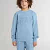 Hellblaues Sweatshirt für Jungen mit Schriftzug auf der Vorderseite