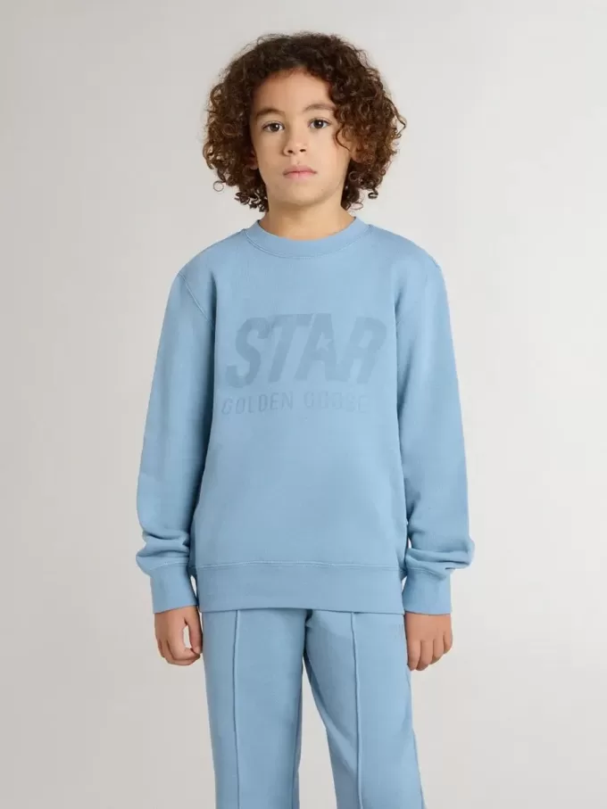 Hellblaues Sweatshirt für Jungen mit Schriftzug auf der Vorderseite
