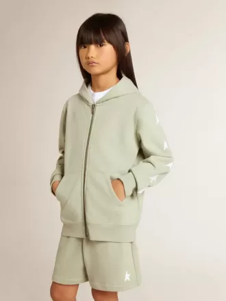 Hellgrünes Sweatshirt mit Reißverschluss