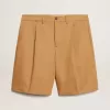 Herren-Bermudashorts aus beigem Baumwollstoff