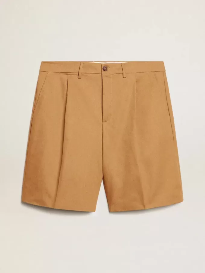 Herren-Bermudashorts aus beigem Baumwollstoff