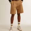 Herren-Bermudashorts aus beigem Baumwollstoff