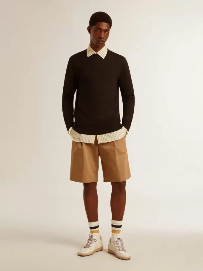 Herren-Bermudashorts aus beigem Baumwollstoff