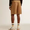 Herren-Bermudashorts aus beigem Baumwollstoff