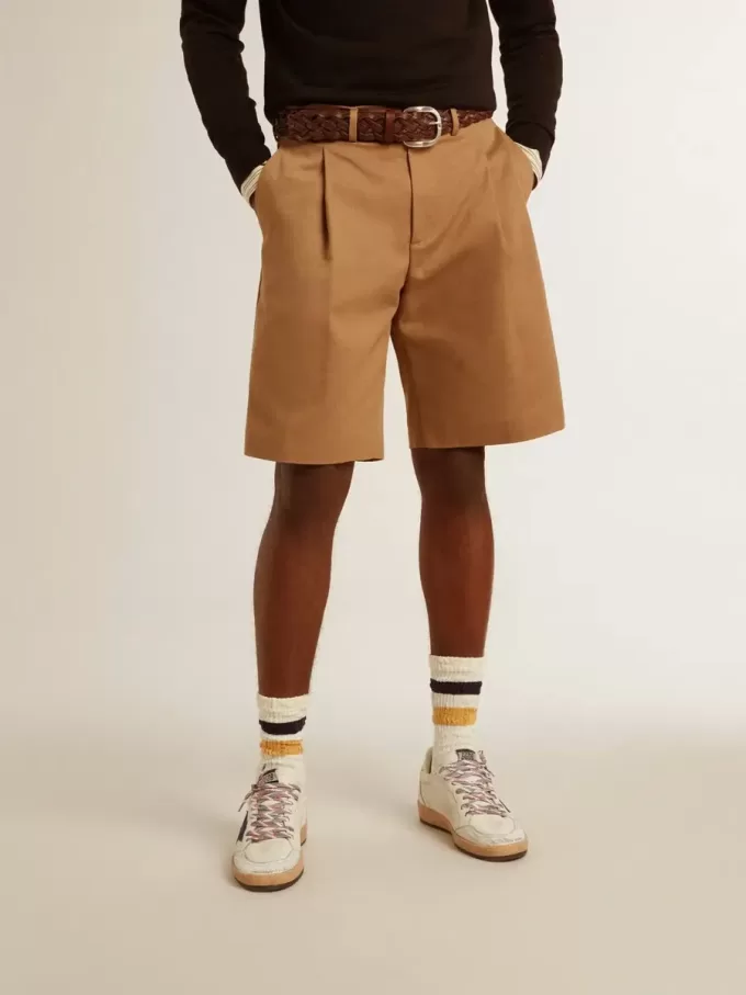 Herren-Bermudashorts aus beiger Baumwolle