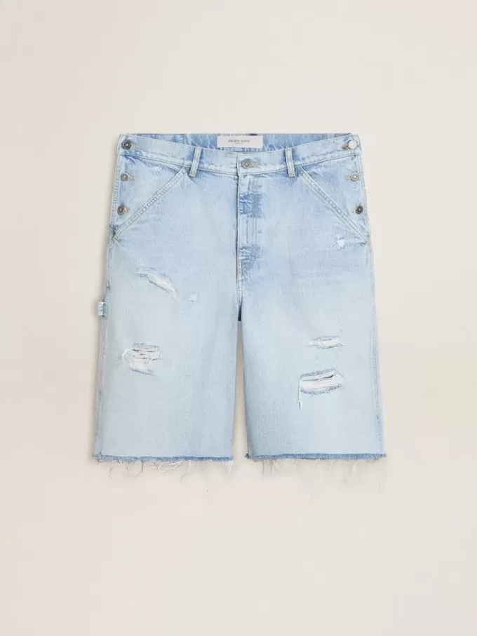 Herren-Bermudashorts aus Denim mit Used-Effekt