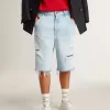 Herren-Bermudashorts aus Denim mit Used-Effekt