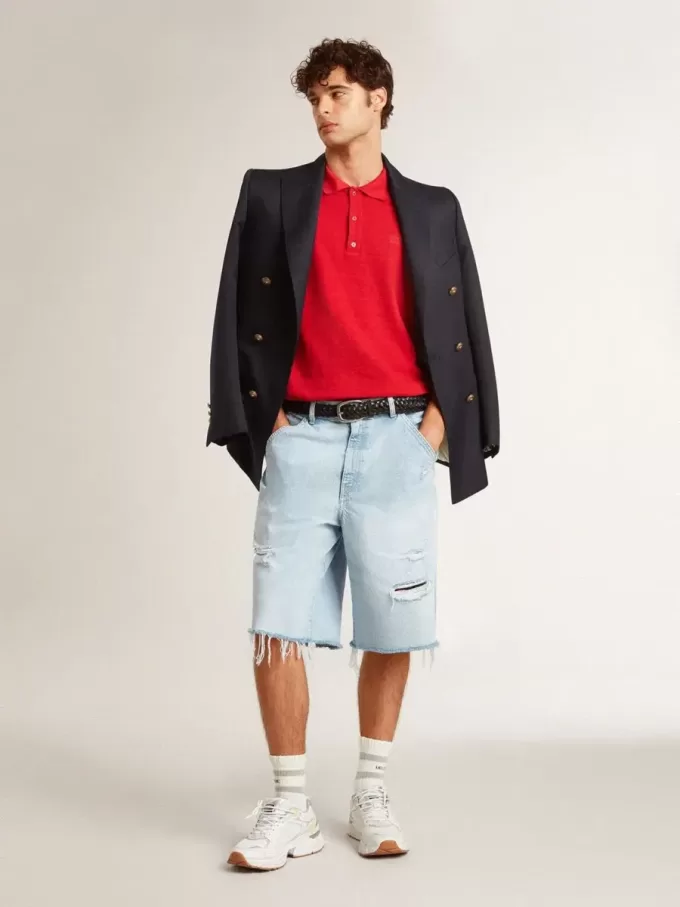 Herren-Bermudashorts aus Denim mit Used-Effekt