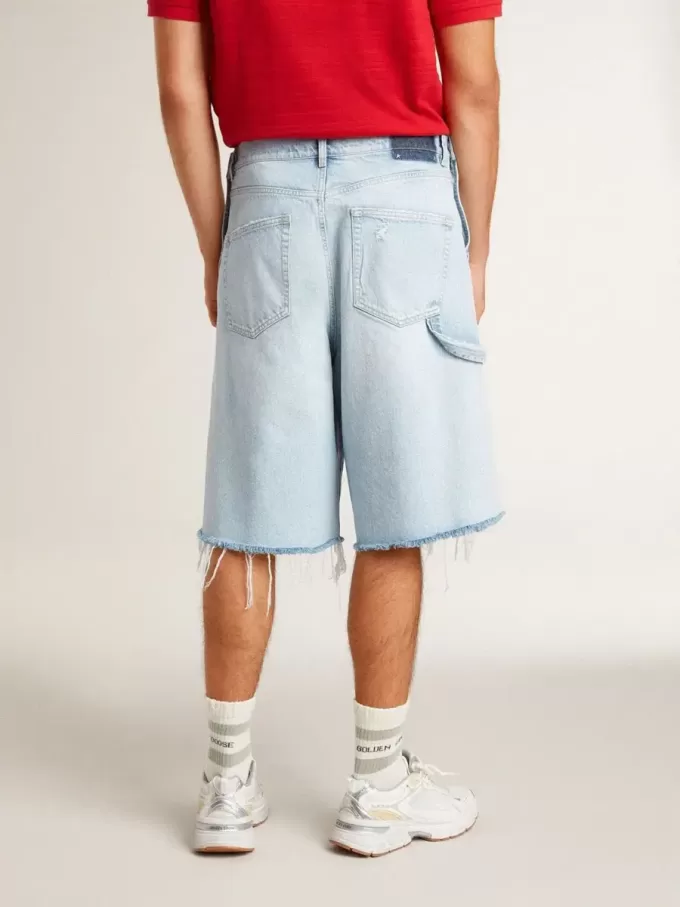Herren-Bermudashorts aus Denim mit Used-Effekt