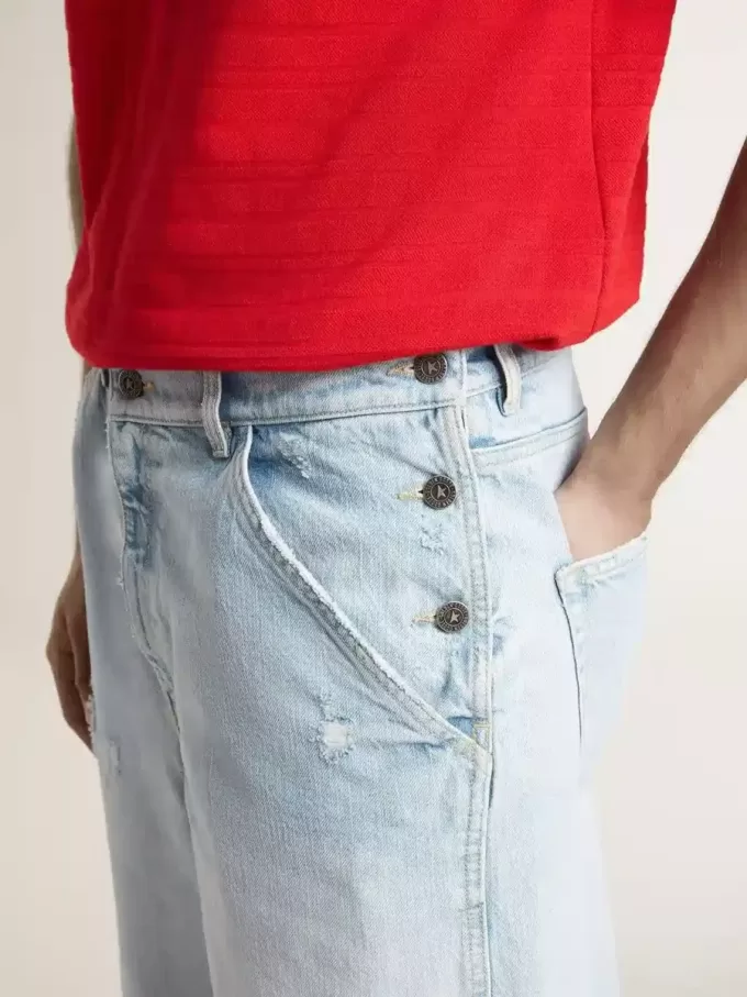Herren-Bermudashorts aus Denim mit Used-Effekt