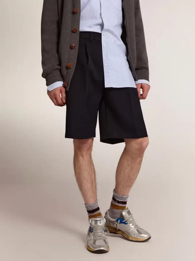 Herren-Bermudashorts aus dunkelblauer Wolle